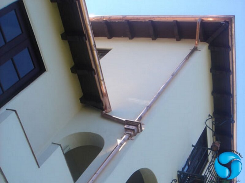 spanish half round seamless round down spout leader head copper 15